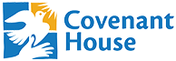 Covenant House logo with a dove and sun illustration. Accomplishments in helping homeless youth.
