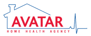 Avatar Home Health Agency logo featuring a house outline and a heartbeat line.
